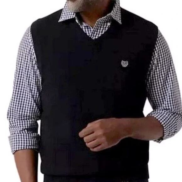 Chaps Black Sleeveless V-Neck Cotton Sweater Vest Men's Size XL - Picture 1 of 8